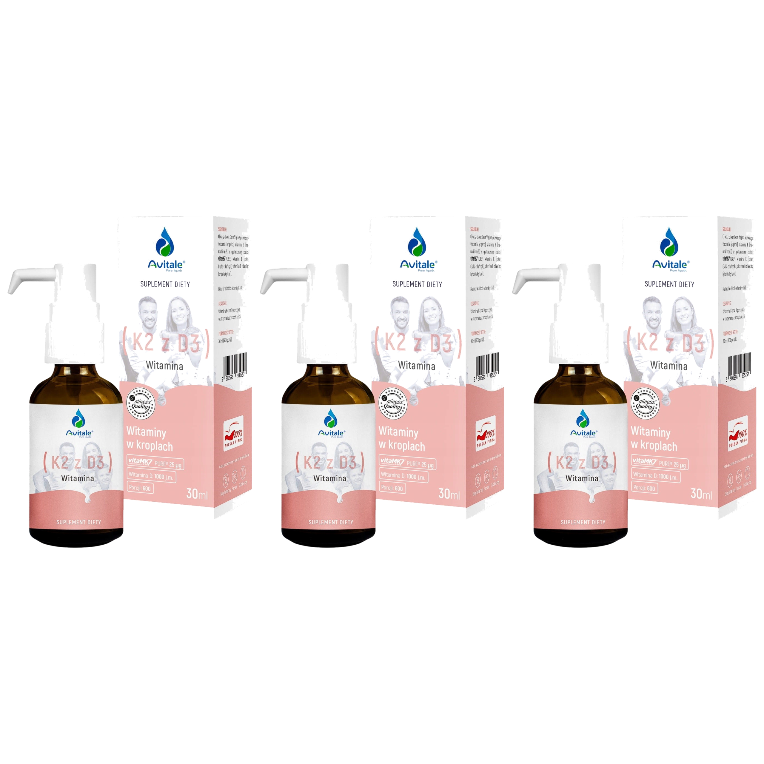 ALINESS - Avitale Witamina K2 z D3 - 3x 30ml