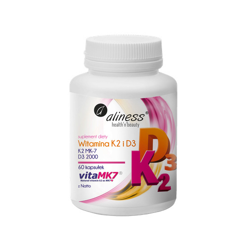 ALINESS - Witamina K2 MK-7 100mcg + D3 50mcg - 60caps.