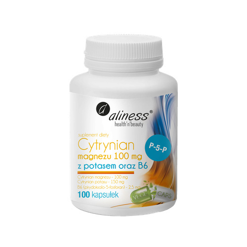 ALINESS Cytrynian Magnezu 100mg z Potasem i B6 - 100 caps