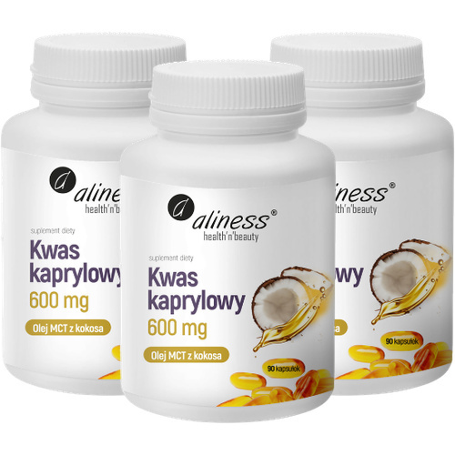 ALINESS - Kwas Kaprylowy 600mg (60% C8) - 90caps. x3
