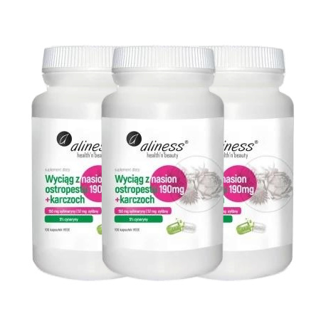 ALINESS - Wyciąg z Nasion Ostropestu 190mg + Karczoch - 3x 100caps.