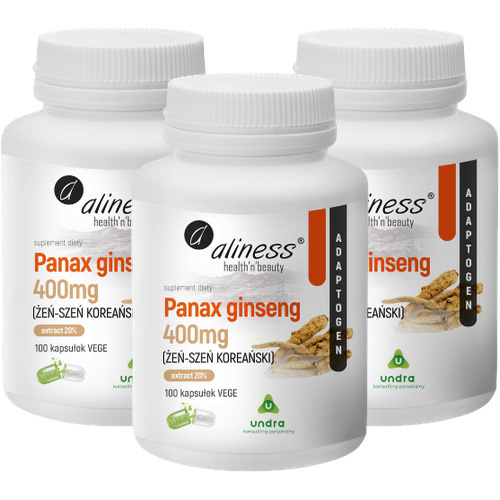 ALINESS - Panax Ginseng 400mg (Żeń Szeń Koreański) - 100vcaps x3